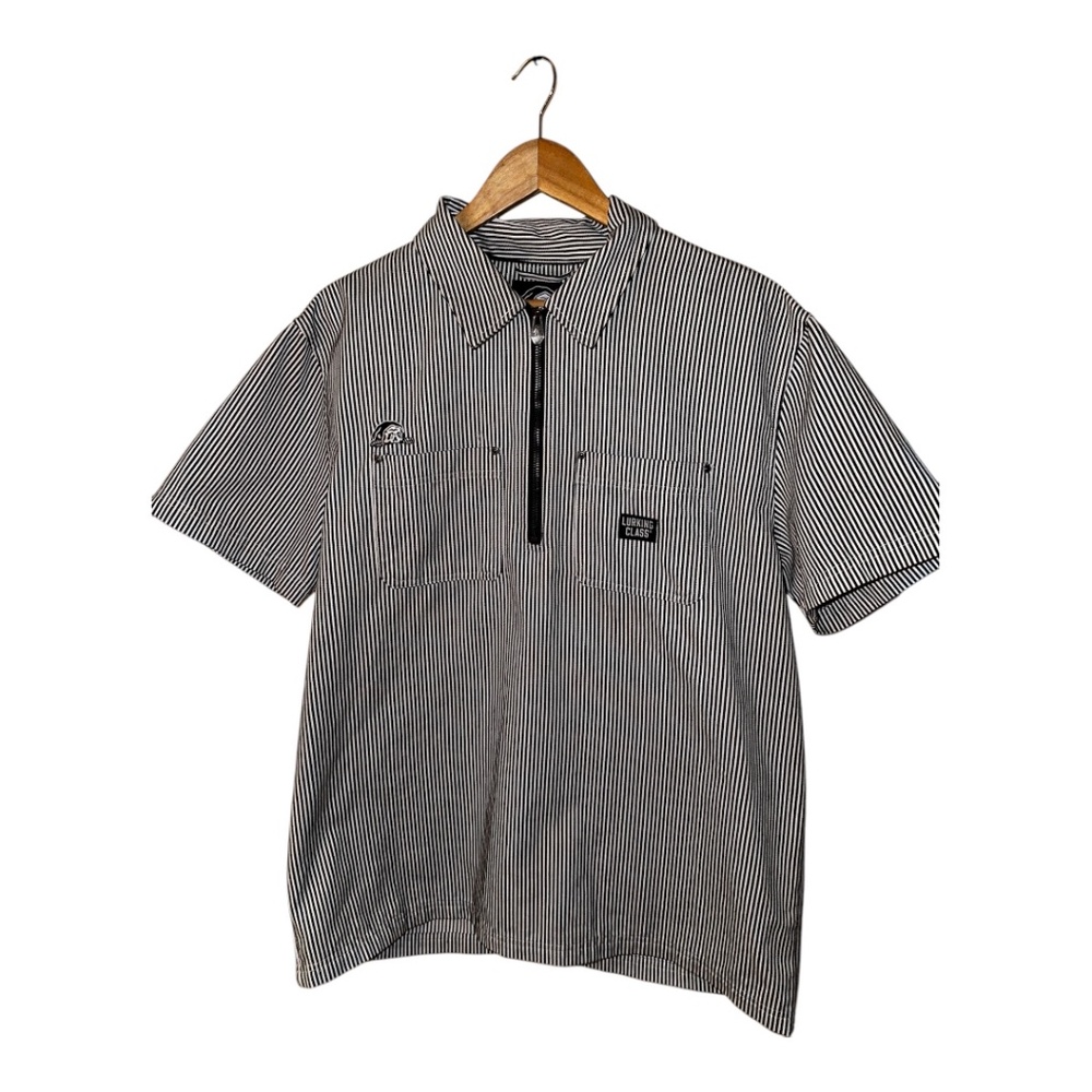 Striped Prison Work Style Lurking Class Sketchy Tank Shirt M